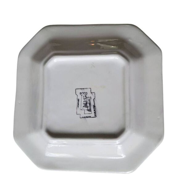 Due Torri Ceramic Plate with Flowers and Butterflies Crimped Edges Made in Italy - Picture 3 of 7